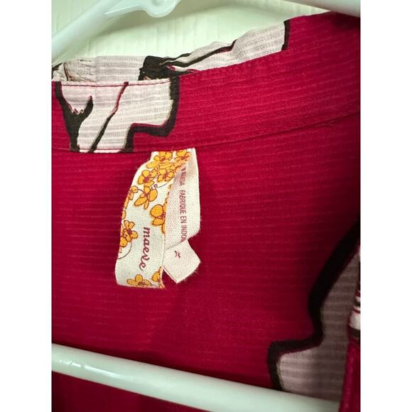 Maeve by Anthropologie Women's Red Floral Print Dagmar collared Dress Size 4 - Picture 5 of 11